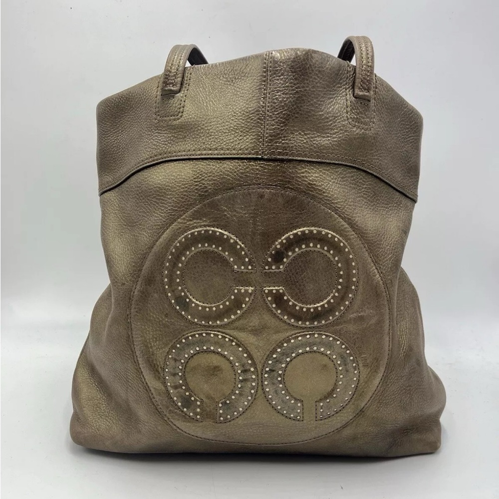 Coach Julia Op Art Metallic Pebbled Leather Tote Shoulder Handbag 14967